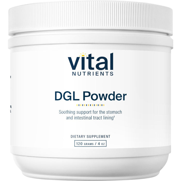 Vital Nutrients DGL Powder, 4 oz, front of jar