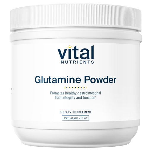 Jar of Vital Nutrients Glutamine Powder on a white background