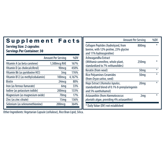 Vital Nutrients Hair Growth Complex for Women Supplement Facts