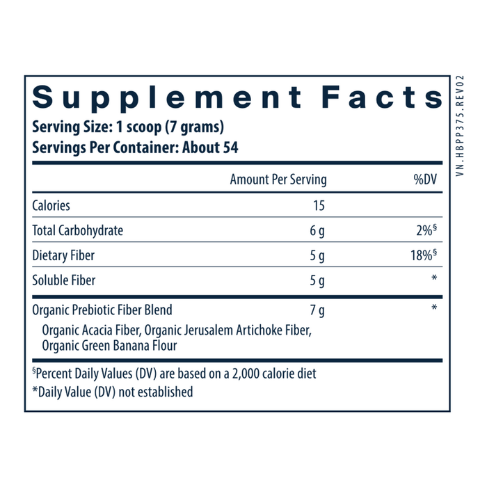 Vital Nutrients Hyperbiotics Prebiotic Fiber Powder Supplement Facts