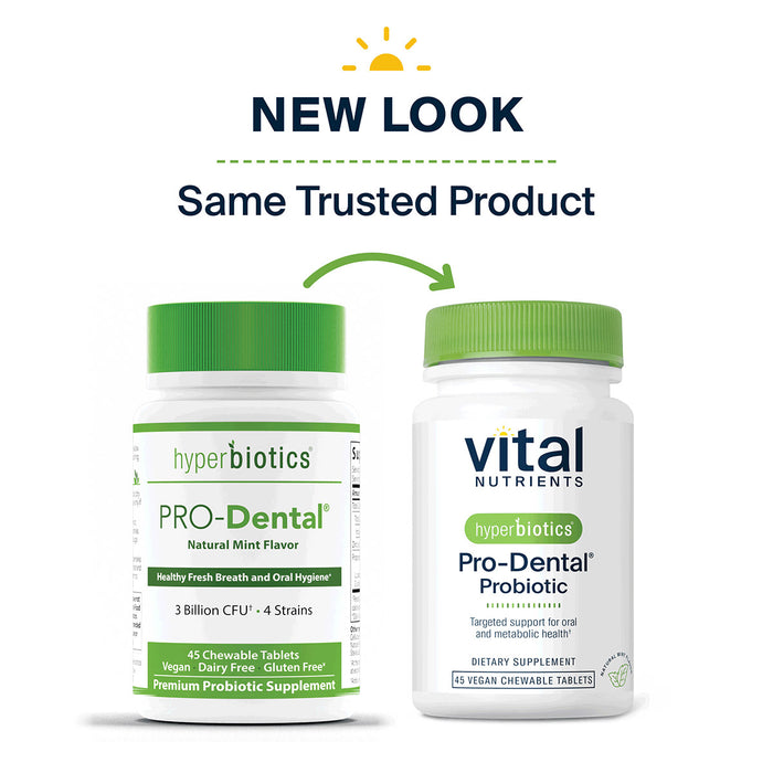 Vital Nutrients Hyperbiotics PRO-Dental new look, same trusted formula