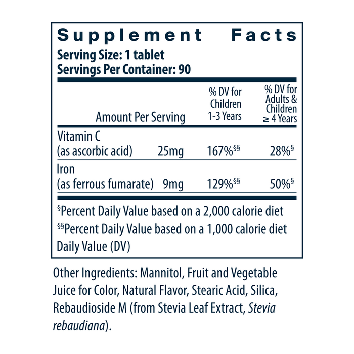 Vital Nutrients Kids Iron Invincibles Supplement Facts