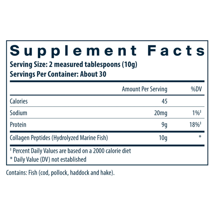 Vital Nutrients Marine Collagen Type I & III 300 g supplement facts label