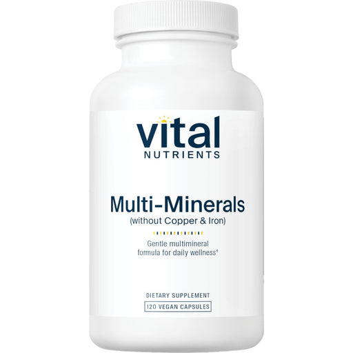 Vital Nutrients Multi Minerals Citrate No Cu/F, 120 capsules, front of bottle