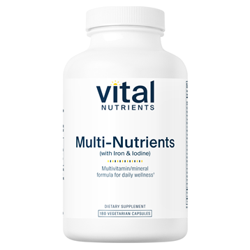Vital Nutrients Multi-Nutrients w/Iron & Iodine, 180 capsules, front of bottle