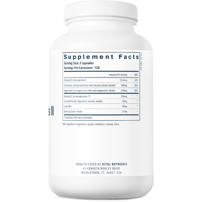 Vital Nutrients Osteo-Nutrients II 240 capsules supplement facts label
