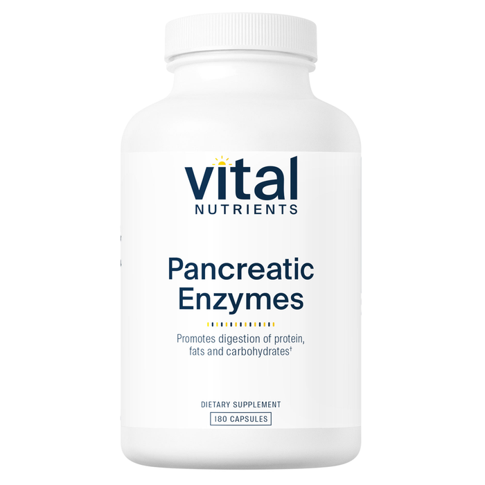 Vital Nutrients Pancreatic Enzymes, 180 capsules, front of bottle