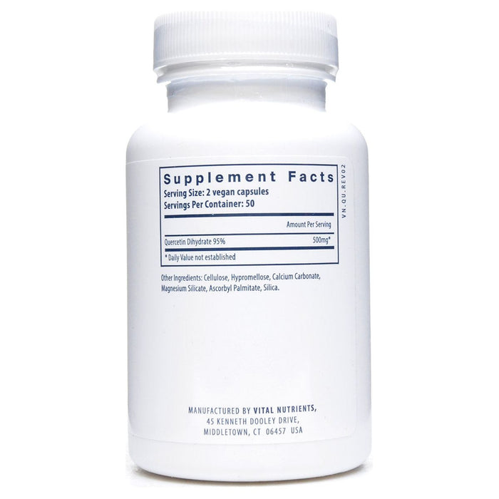 Vital Nutrients Quercetin 500 mg 100 capsules supplement facts label