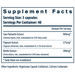 Vital Nutrients Saw Palmetto Pygeum Nettle Root 120 capsules supplement facts label