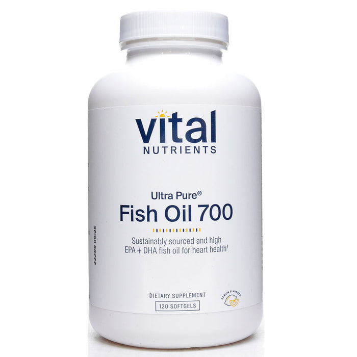Vital Nutrients Ultra Pure Fish Oil 700, 120 softgels, front of bottle