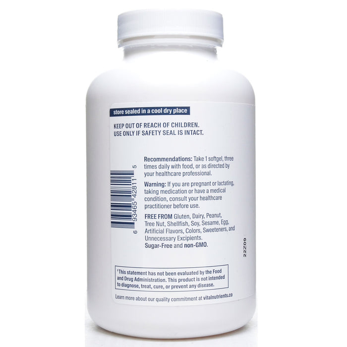 Vital Nutrients Ultra Pure Fish Oil 700 120 softgels suggested use label