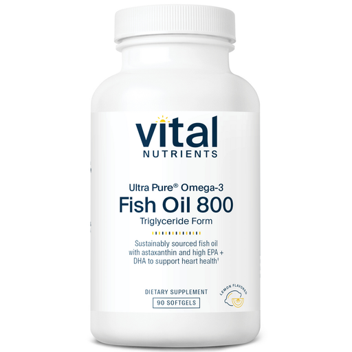 Vital Nutrients Ultra Pure Fish Oil 800 TG, 90 softgels, front of bottle