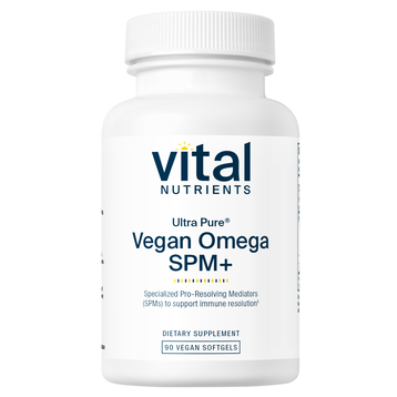 Vital Nutrients Ultra Pure Vegan Omega SPM+, 90 softgels, front of bottle