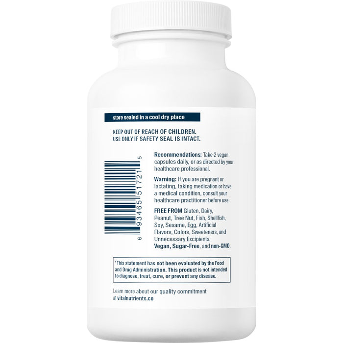 Vital Nutrients Vitamin C (100% pure) 1000 mg 120 capsules suggested use label