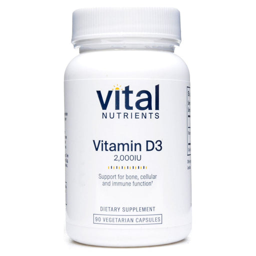 Vital Nutrients Vitamin D3 2000 IU, 90 veg capsules, front of bottle