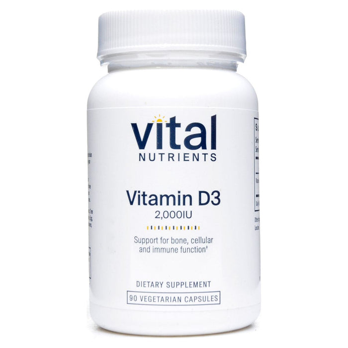Vital Nutrients Vitamin D3 2000 IU, 90 veg capsules, front of bottle