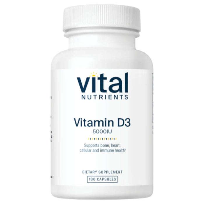 Vital Nutrients Vitamin D3 5000 IU, 180 capsules, front of bottle