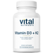 Vital Nutrients Vitamin D3 + K2, 120 capsules, front of bottle