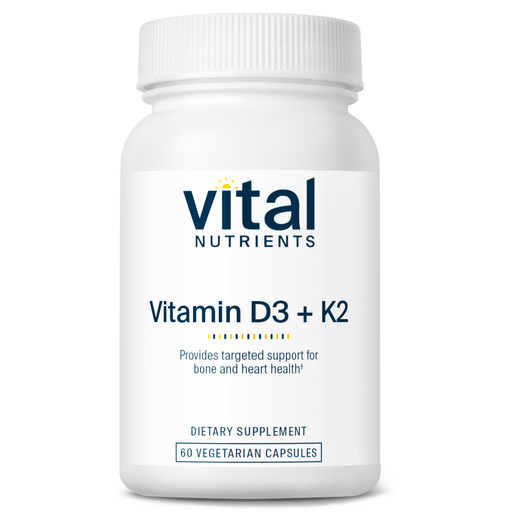 Vital Nutrients Vitamin D3 + K2, 60 capsules, front of bottle