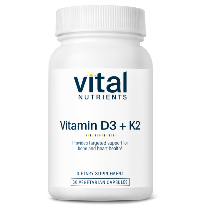 Vital Nutrients Vitamin D3 + K2, 60 capsules, front of bottle