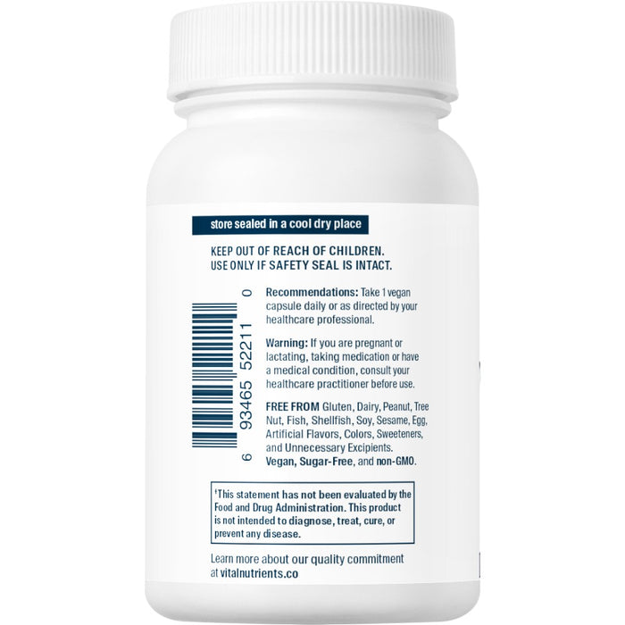 Vital Nutrients Zinc Citrate 30 mg 90 veg capsules suggested use label