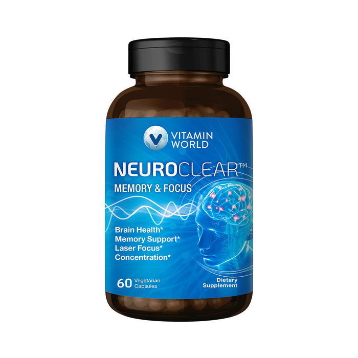 Vitamin World NeuroClear Memory & Focus, 60 capsules, front of bottle