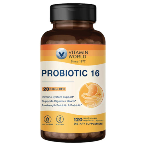 Vitamin World Probiotic 16, 120 capsules, front of bottle