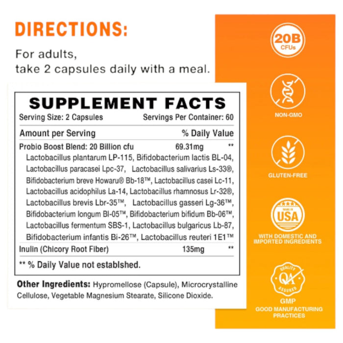 Vitamin World Probiotic 16 120 capsules supplement facts label