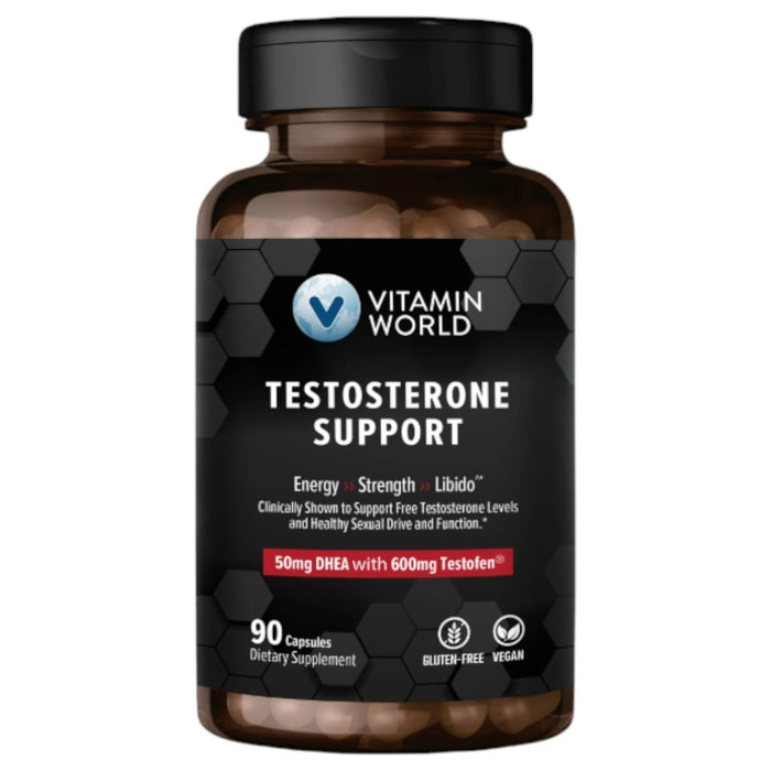 Vitamin World Testosterone Support, 90 capsules, front of bottle