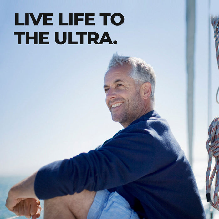 Vitamin World ULTRA 360 Men's 50+ Multi 180 caplets, lifestyle graphic