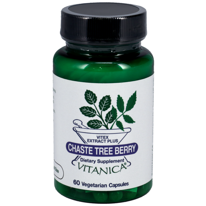 Vitanica Chaste Tree Berry, 60 veg capsules, front of bottle