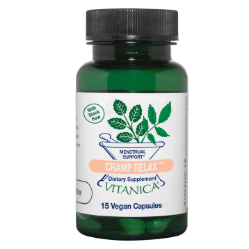 Vitanica Cramp Relax, 15 vegan capsules, front of bottle