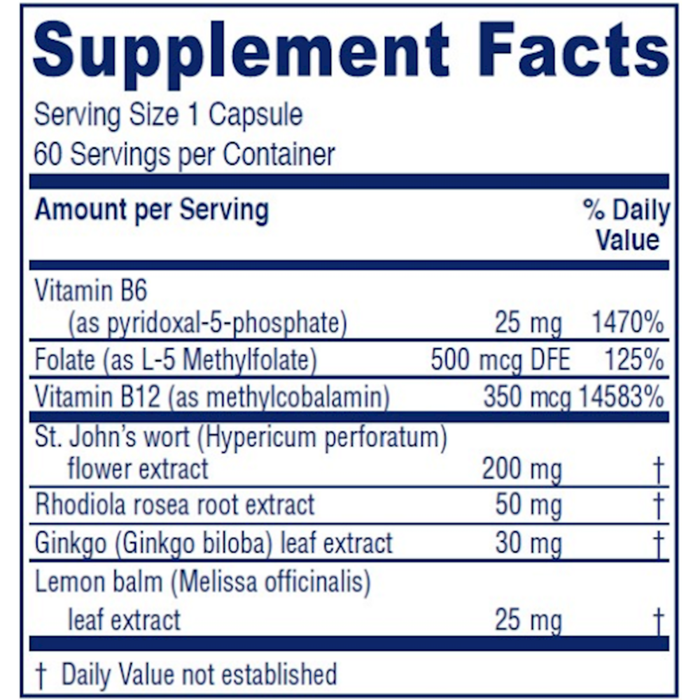 Vitanica Uplift Emotional Support 120 vegetarian capsules supplement facts label