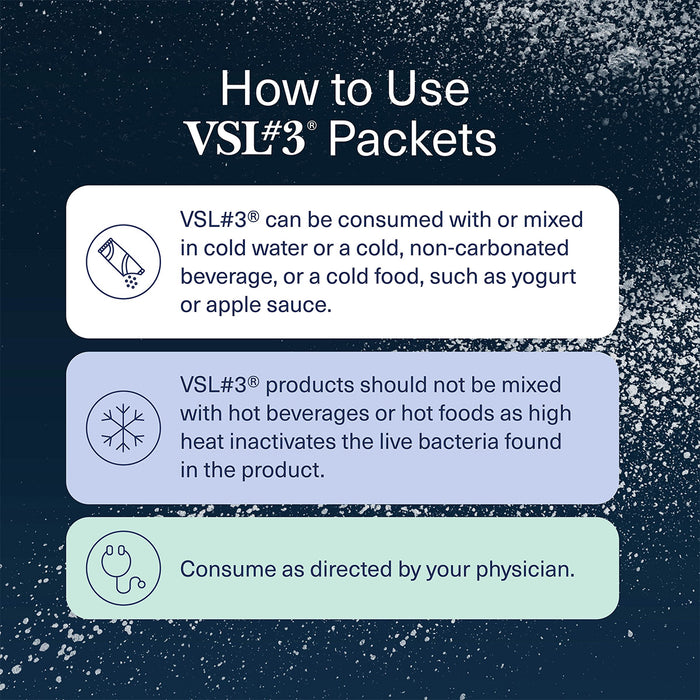 VSL#3 DS Probiotic Medical Food 900 Billion CFU Powder 20 packets how to use graphic