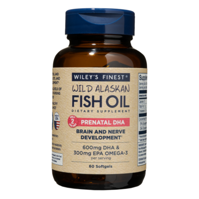 Wiley's Finest Prenatal DHA, 60 softgels, front of bottle