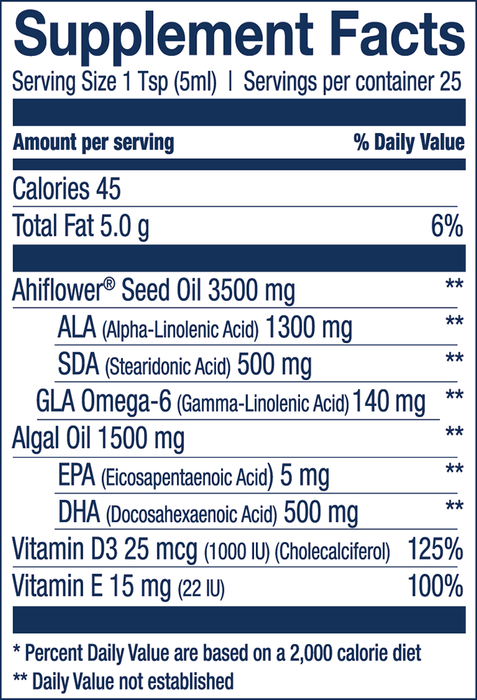 Wiley's Finest Vegan CatchFree Omega Liquid Tropical Mango Supplement Facts