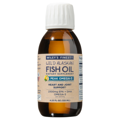 Wiley's Finest Wild Alaskan Peak Omega-3 Liquid, 125 ml, front of bottle