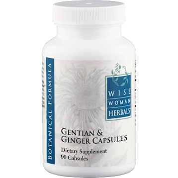 Wise Woman Herbals Gentian & Ginger Capsules, 90 capsules, front of bottle
