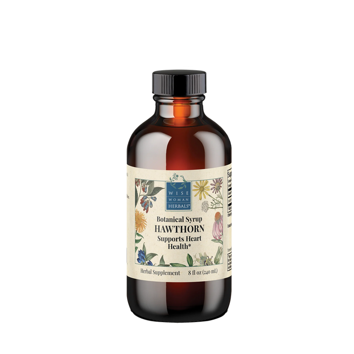 Wise Woman Herbals Hawthorn Botanical Syrup, 8 fl oz, front of bottle