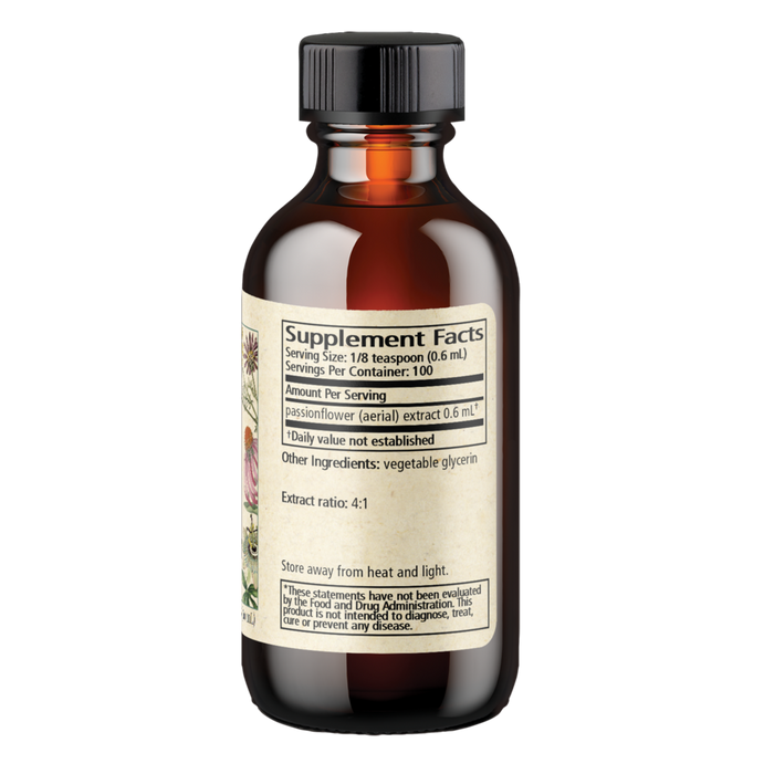 Wise Woman Herbals Passionflower Calm & Relaxation 2 fl oz supplement facts label