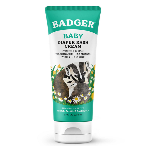 W.S. Badger Baby Zinc Oxide Diaper Rash Cream, 2.9 fl oz, front of tube