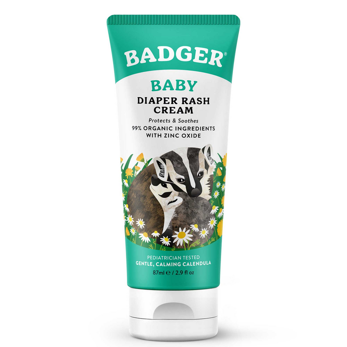 W.S. Badger Baby Zinc Oxide Diaper Rash Cream, 2.9 fl oz, front of tube