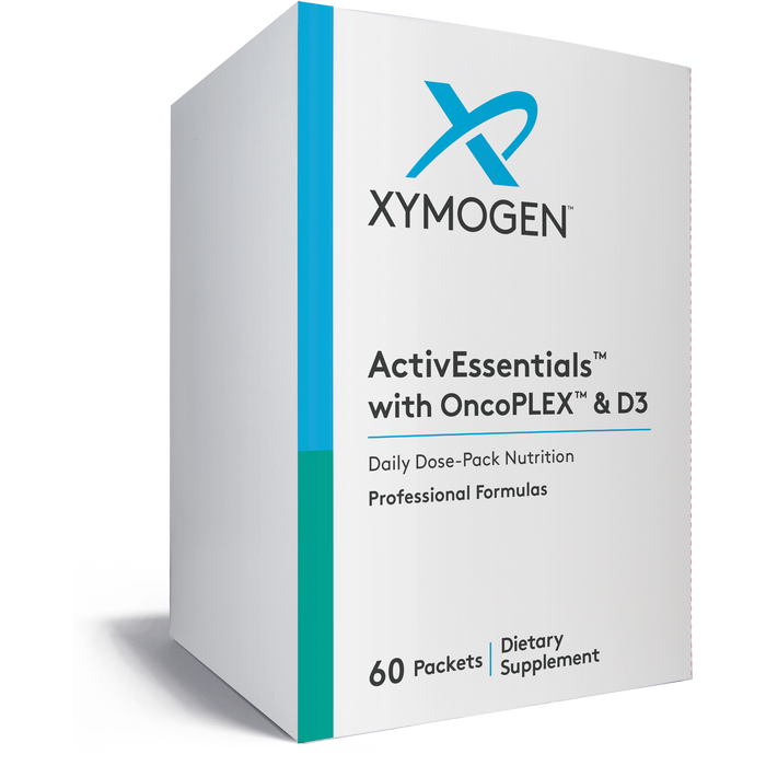 Xymogen ActivEssentials with OncoPLEX & D3, 60 packets, front of box