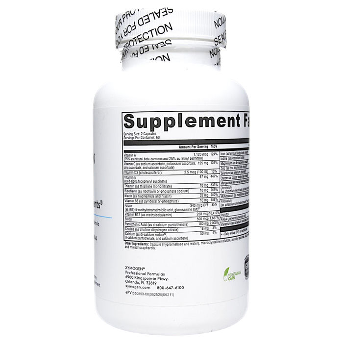 Xymogen ActivNutrients 120 capsules supplement facts label
