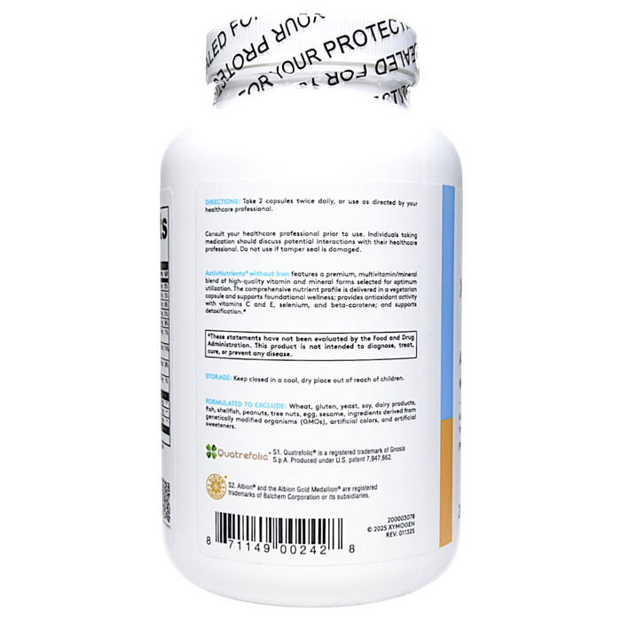 Xymogen ActivNutrients without Iron 240 capsules directions label