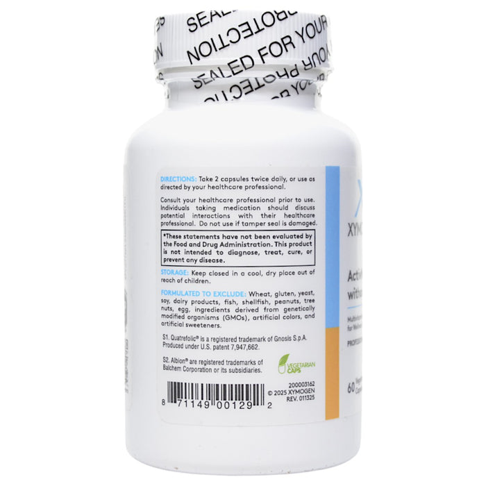 Xymogen ActivNutrients without Iron 60 capsules directions label