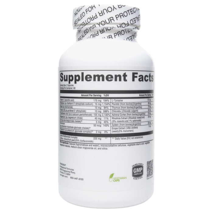 Xymogen Adrenal Manager 120 capsules supplement facts label