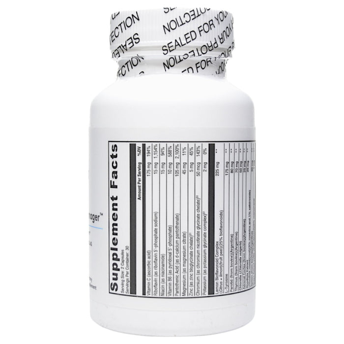 Xymogen Adrenal Manager 60 capsules supplement facts label
