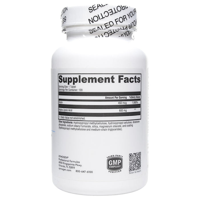 Xymogen ALAmax CR 600 mg 120 tablets supplement facts label