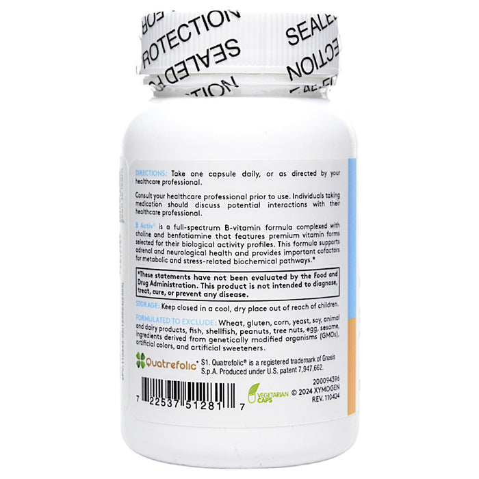 Xymogen B Activ 30 capsules directions label